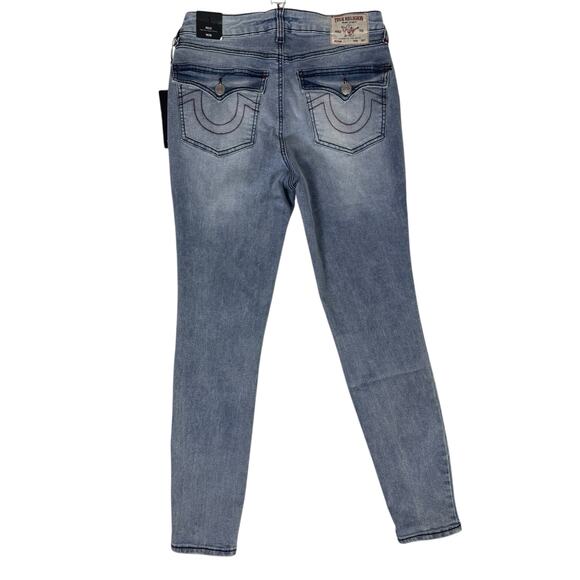 NWT True Religion Jeans Women Halle Light Wash High Rise Super Skinny 28 Flap - Picture 4 of 8